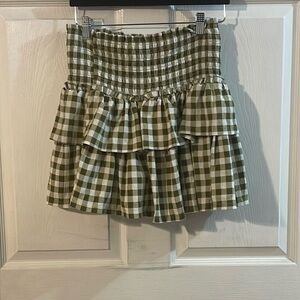 Cato Green Plaid Ruffle Mini Skirt